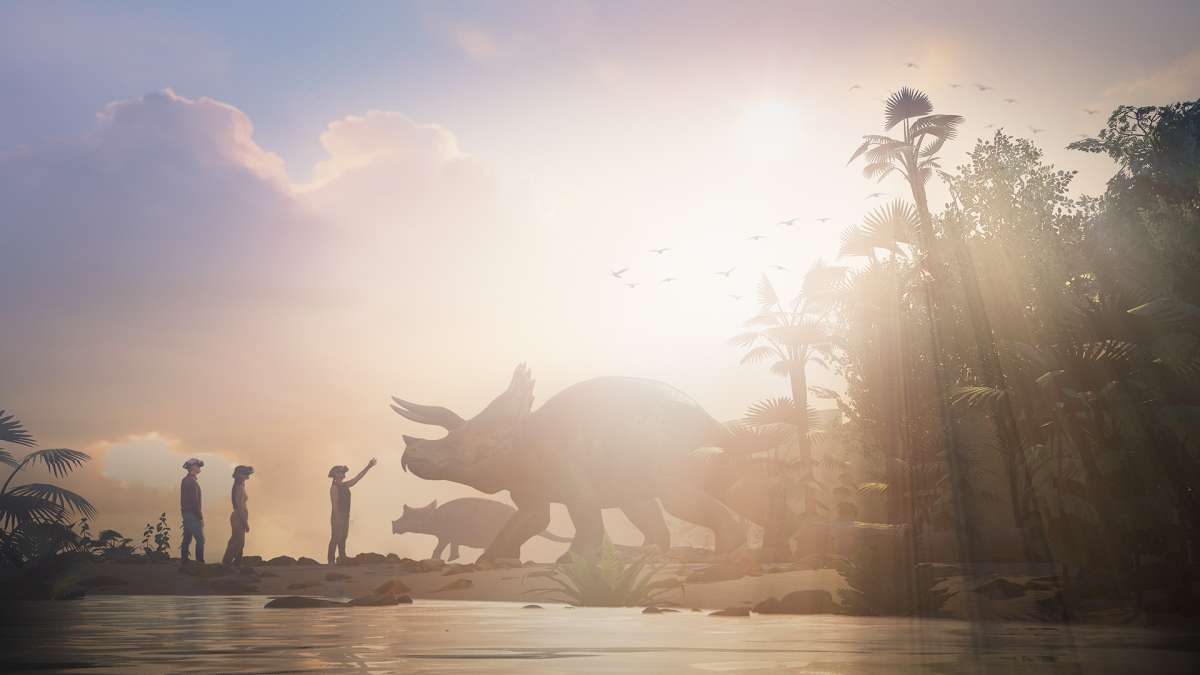 Les Mondes disparus : rencontre virtuelle avec des tricératops au Crétacé ©  Excurio MNHN